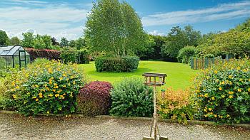 Spacious garden with various seating options